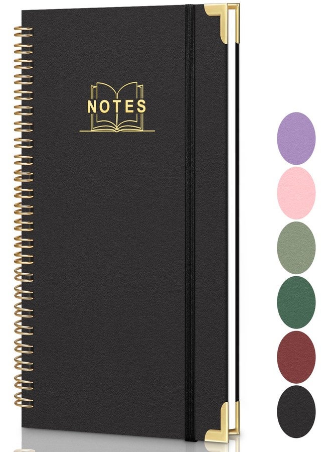LACCHOUFEE Lined Spiral Journal Notebook, A5 Hardcover Spiral Notebook for Work, 5.7''×8.2'', 100GSM Thick Paper Spiral Bound Journaling Notebooks for Women & Men Office School Note Taking Business, Black - Image 1